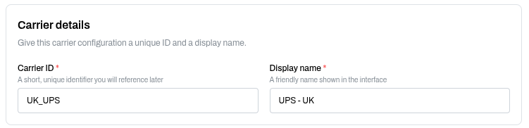 Carrier details: ID and display name